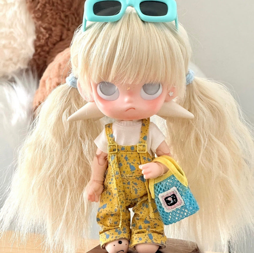 Ga Zi Doll Points Water Corrugated Milk Tea Brown Head Cos Wig