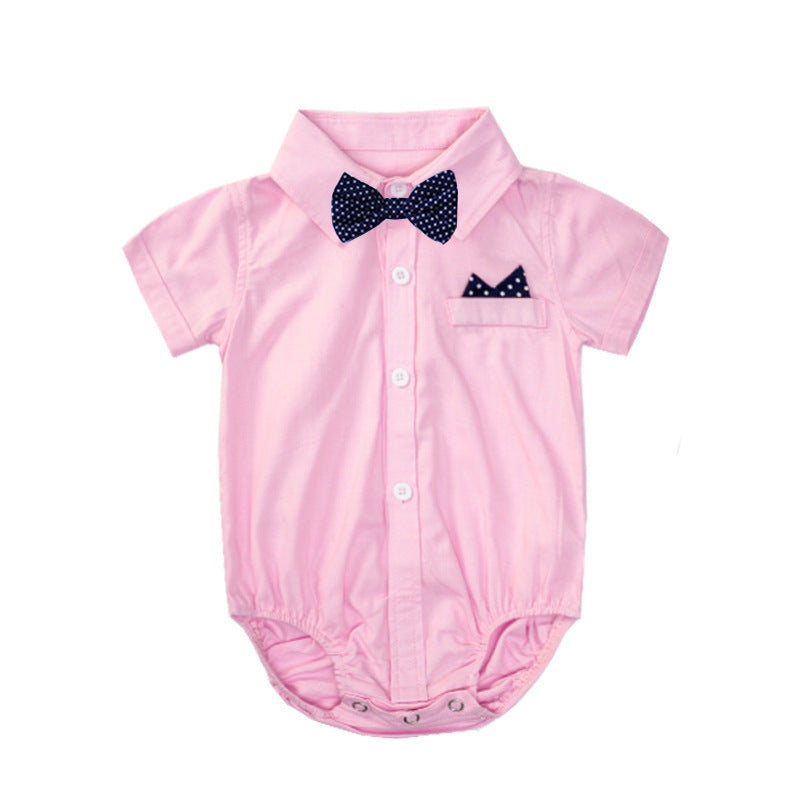 Short-sleeved Bow Tie Romper Born Triangle Jumpsuit Ha Jumpsuit, Climbing Suit
