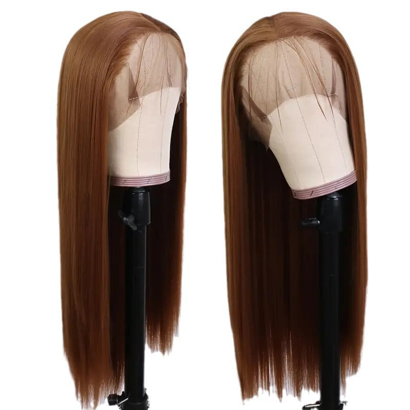 Front Lace Mid-length Heat-resistant Chemical Fiber Long Straight Wig