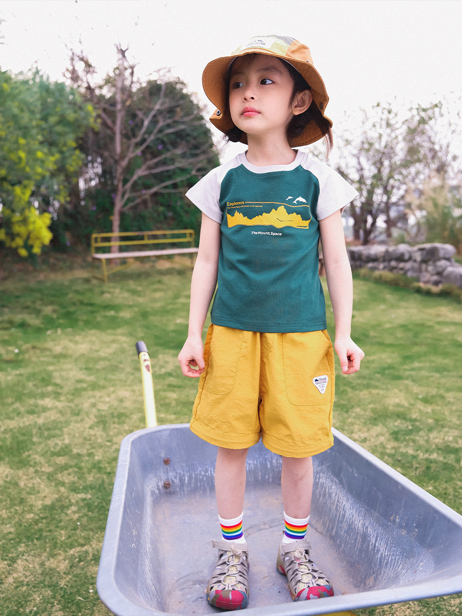 Children's Summer Color Contrast Patchwork Half-sleeved Lightweight Children's T-shirt