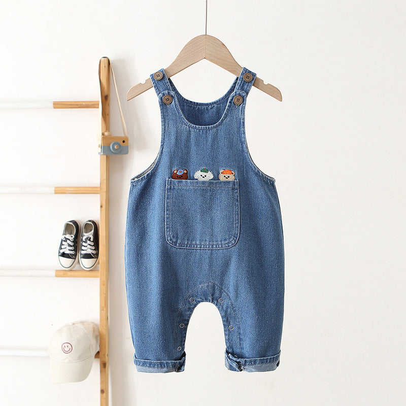 Children's Overalls Korean Infant Toddler Soft Denim Cartoon Children's Pants