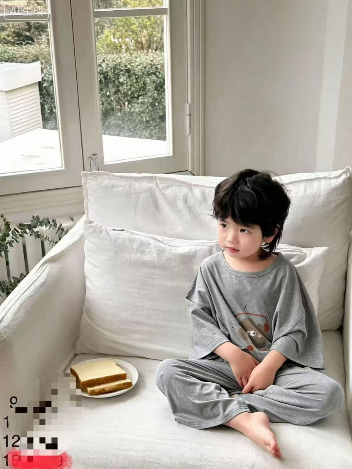 Children's Three-quarter Sleeve Cropped Pants Modal Class Children's Suit