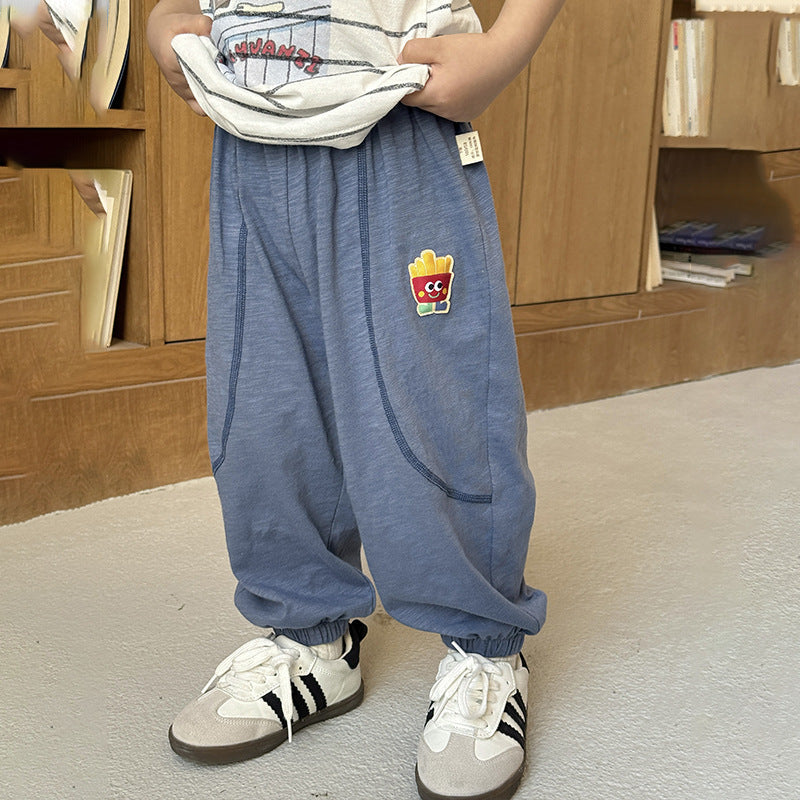 Children's Summer Thin Pure Cotton Track Cartoon Children's Pants