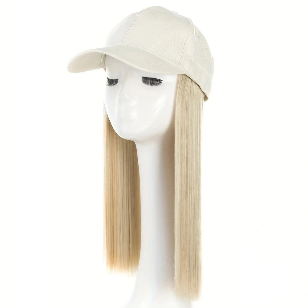 One Female Hair Fashion Peaked Cap Long Straight Wig