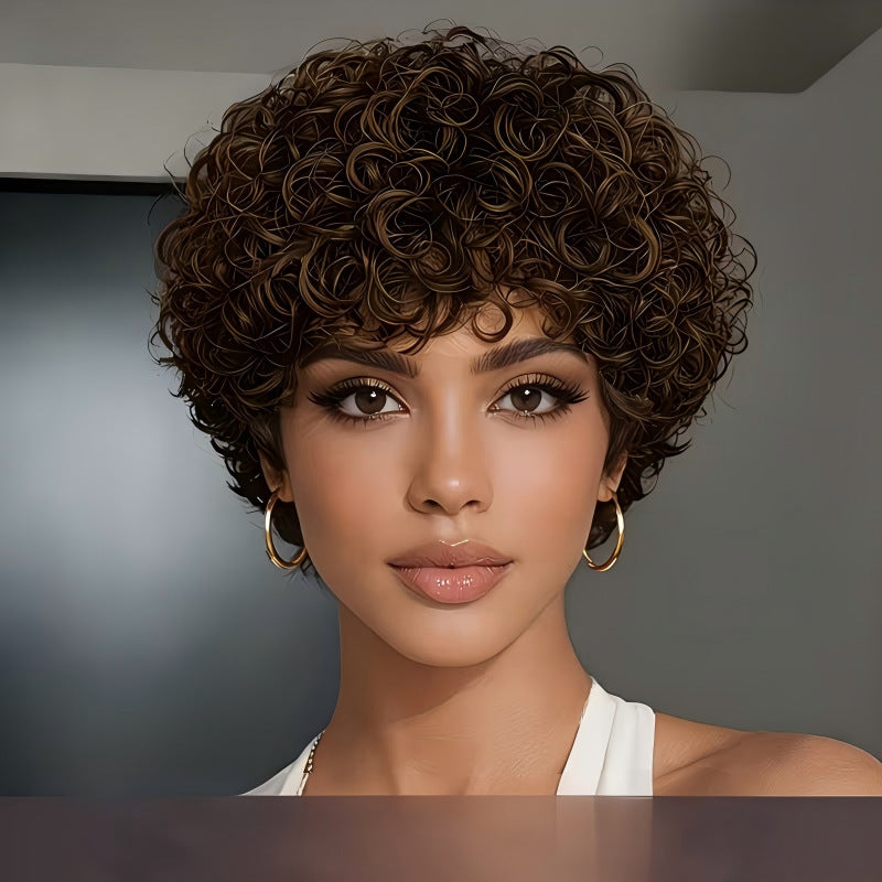 Volume Afro Female Fiber Fluffy Curls Wig Short Curly Hair