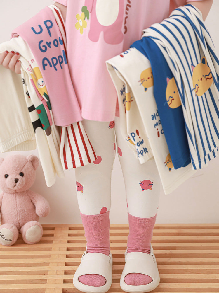 Cartoon Printed Leggings Childlike Cute Casual Children's Pants