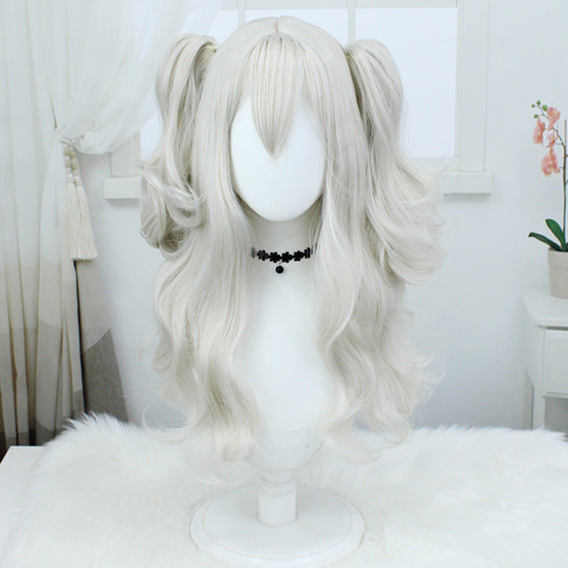 Women's Charlotte Linen Gray Curly Hair Double Ponytail Cos Wig
