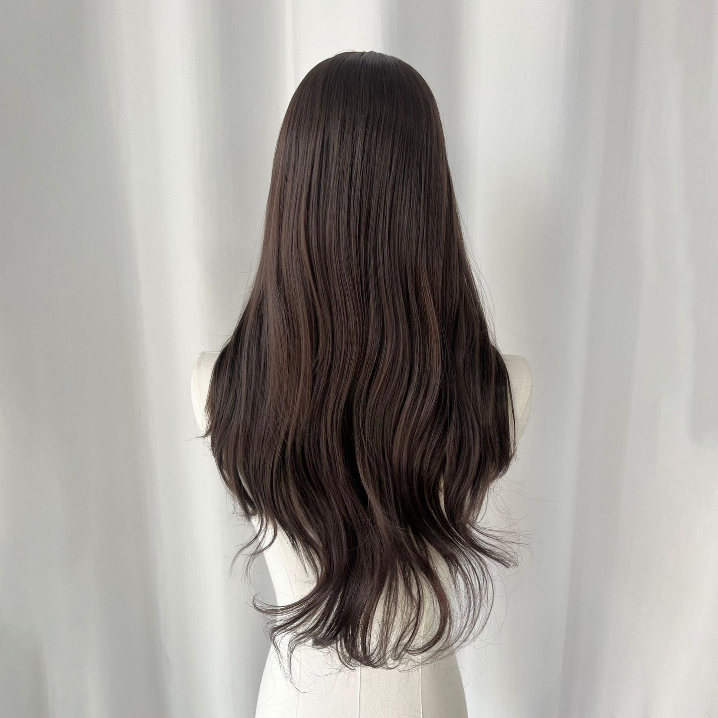Brown Hand Crochet Forehead Lace Female Comic Long Straight Wig