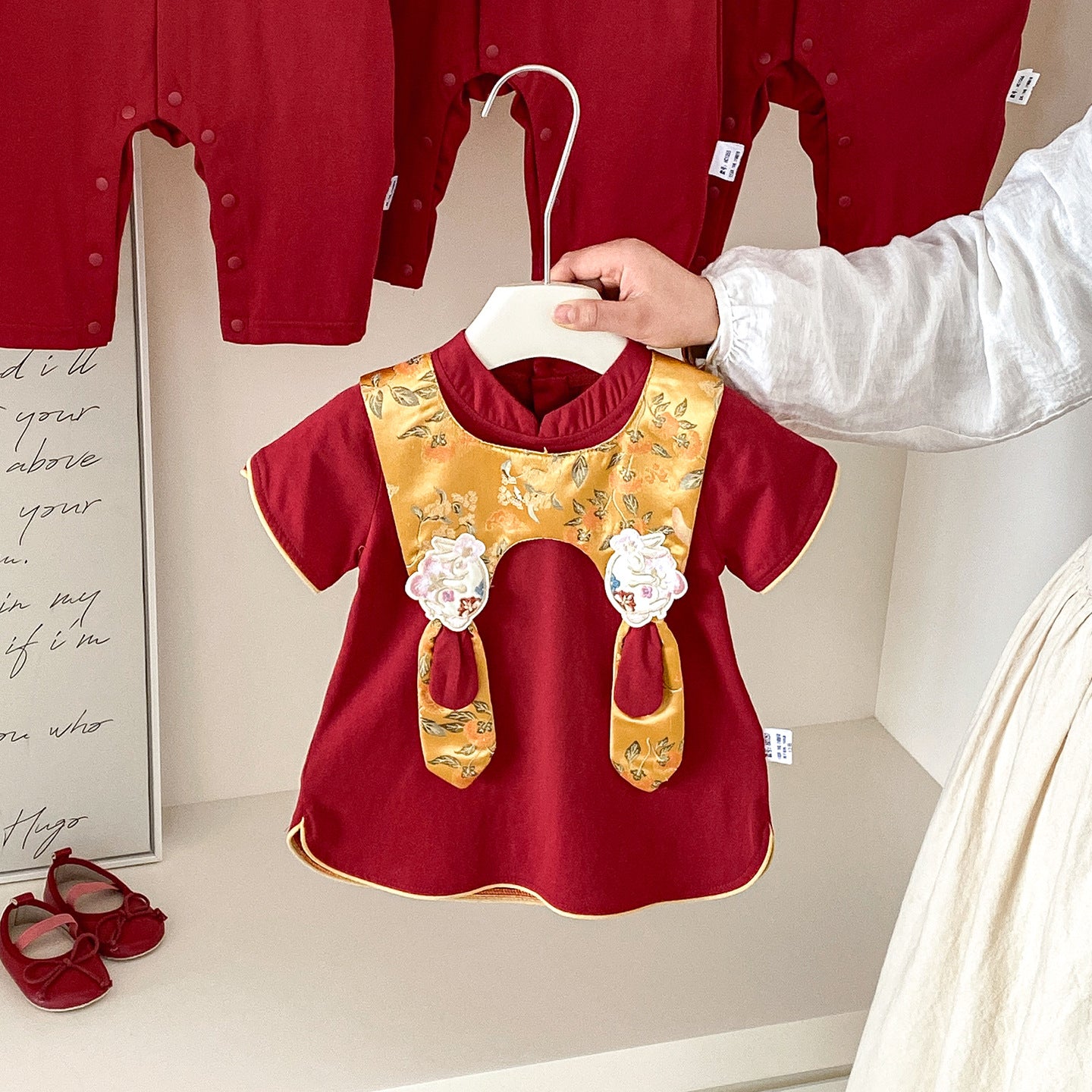Summer Red Festive Princess One Year Old Children's Dress