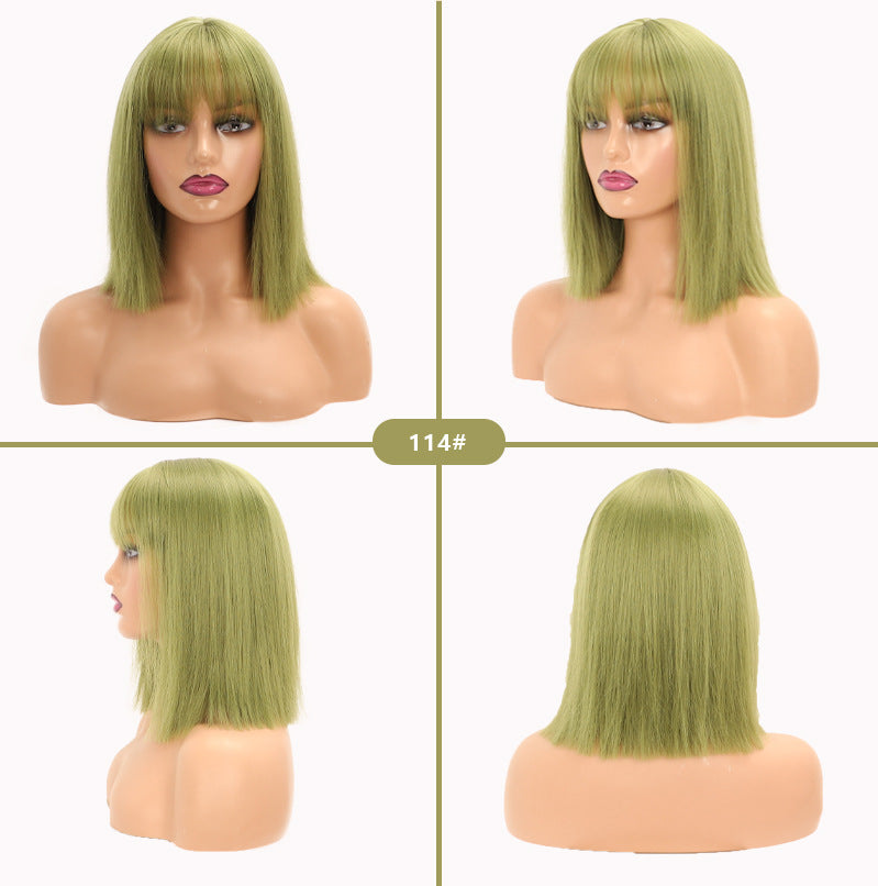 Collarbone Length Haircut Head Chemical Fiber Wig Short Straight Hair