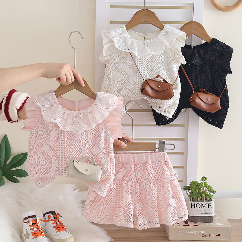 Children's Summer Western Style Hollow Lapel Sleeveless Children's Suit