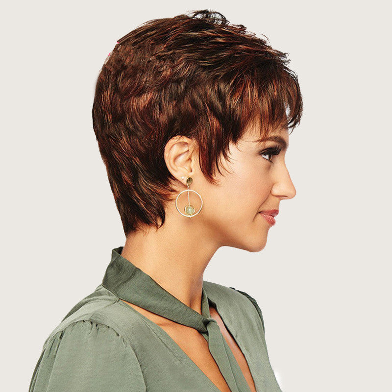 New Women's Fiber Chemical Head Cover Wig Short Curly Hair
