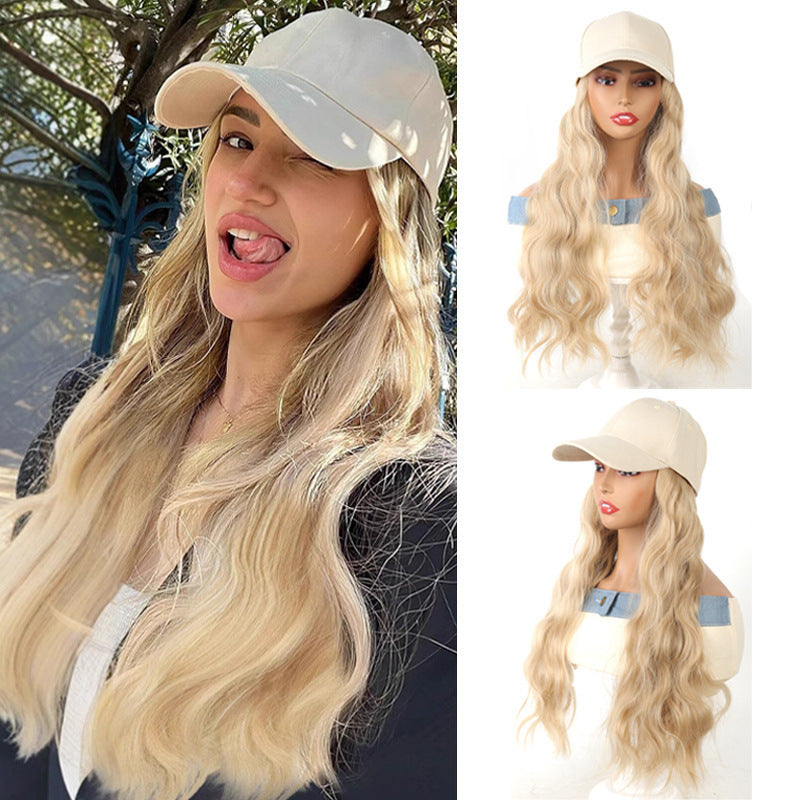 Hat Long Water Corrugated Hair With Baseball Cap Integrated Synthetic Other Wig