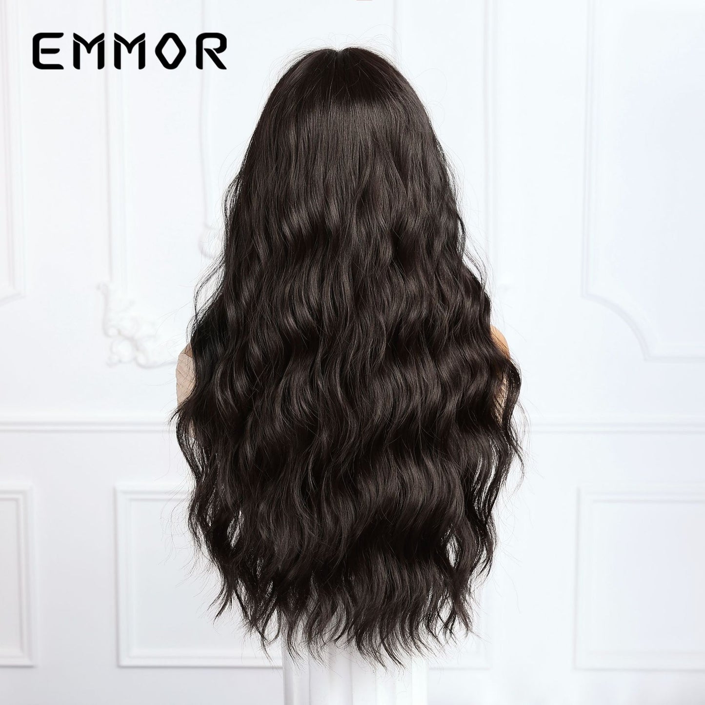 Air Bangs Natural Black Water Corrugated Wig Long Curls