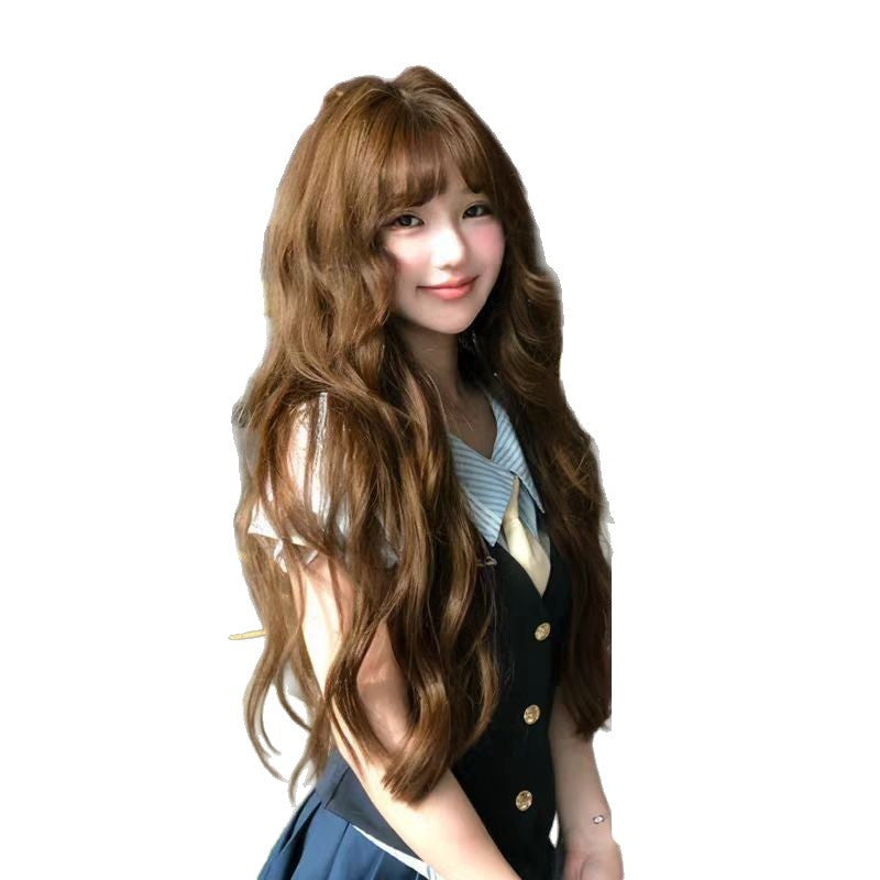 Air Bangs French Laziness Egg Roll Wig Long Curls