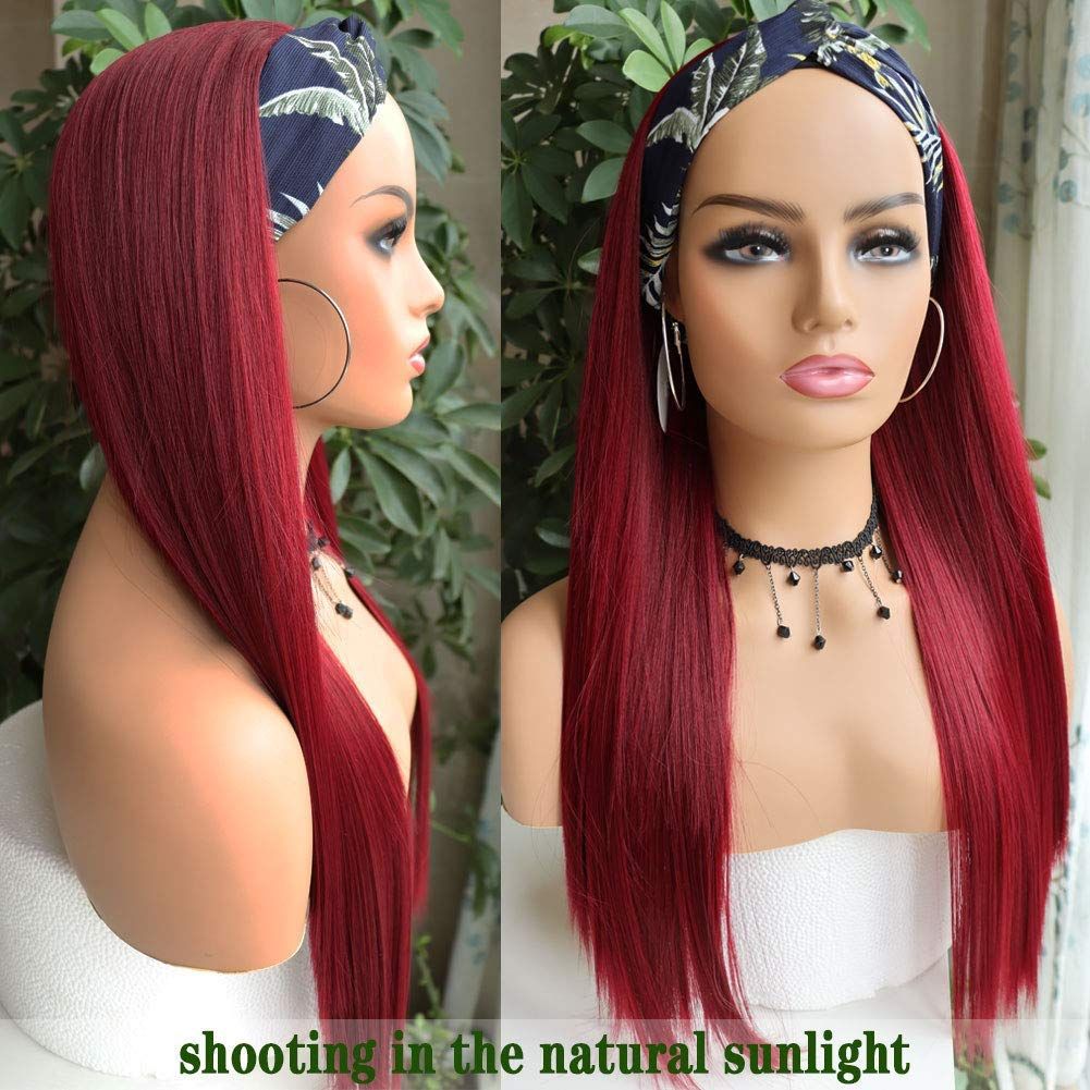 Bandana Headband Chemical Fiber Hair Head Long Straight Wig