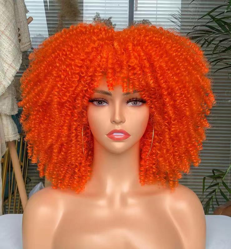Women's African Fashion Explosion Small Head Cover Wig Short Curly Hair