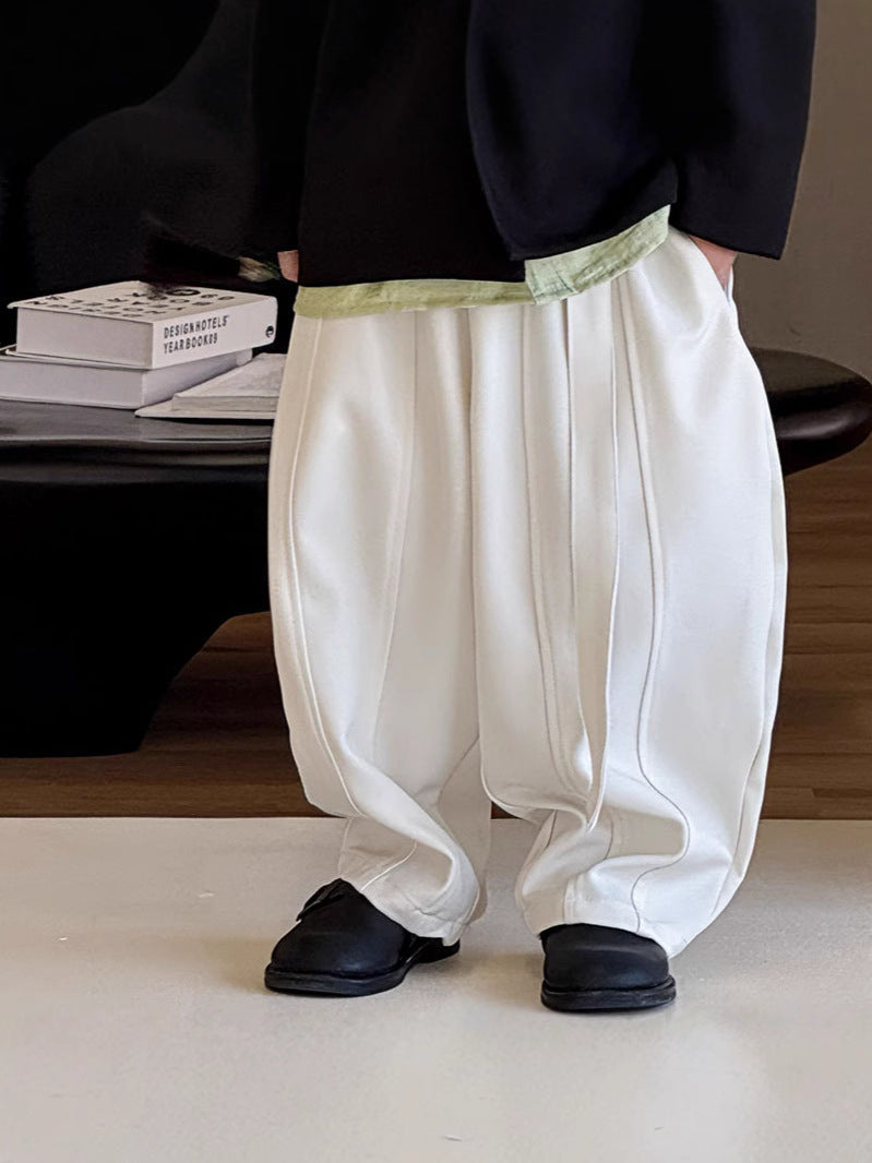 Children's Korean Fashionable Style Ribbon Solid Color Casual Trousers Children's Pants