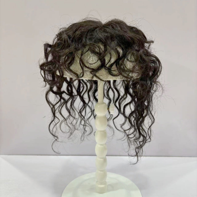 Hair Supplementing Piece Real Human Head Replacement One Covering Gray Wig