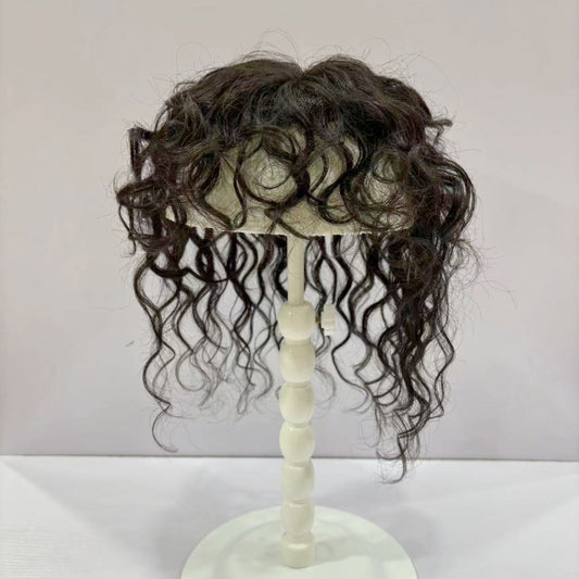 Hair Supplementing Piece Real Human Head Replacement One Covering Gray Wig