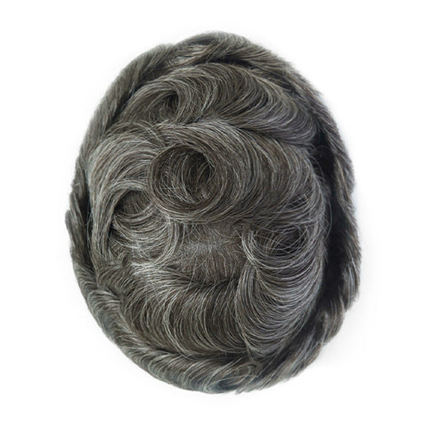 Men's Leather Hand Crochet V Needle Hairpiece Men's Wig