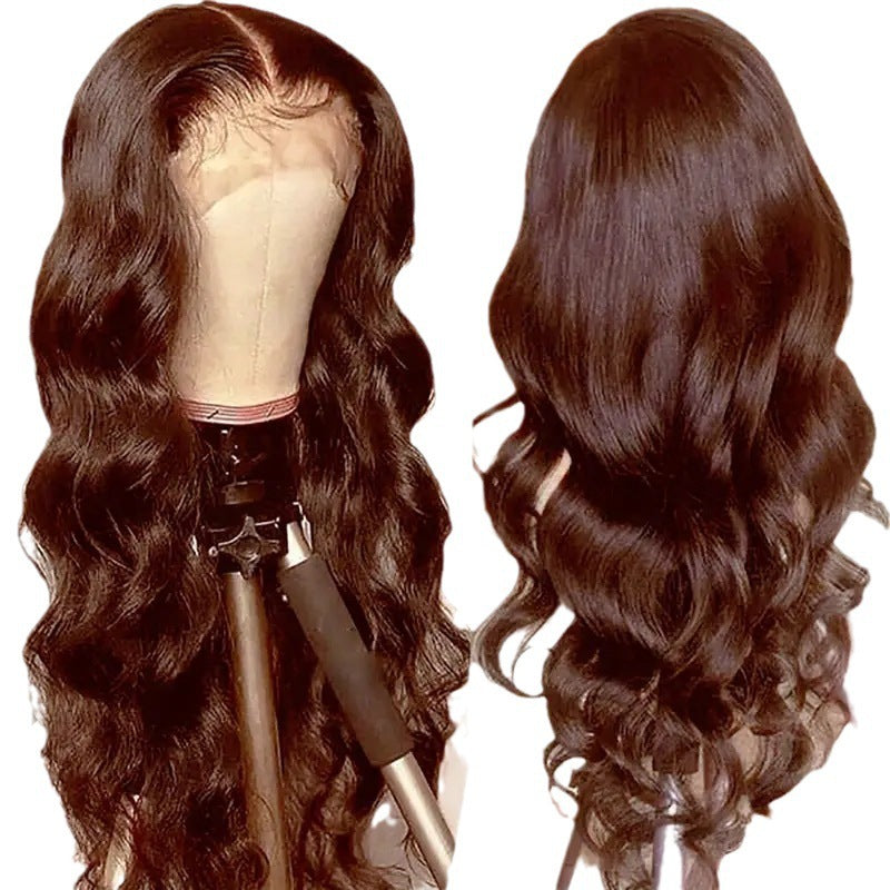 Fashion Front Lace Head Cover African Big Wave Wig Long Curls