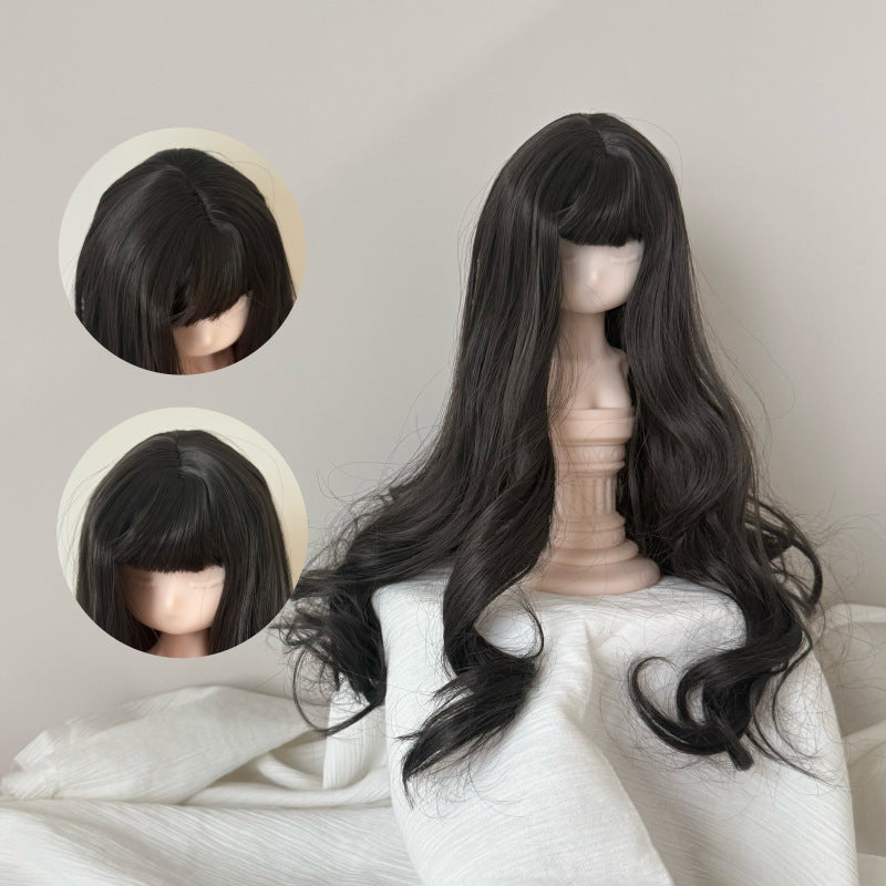 Silk Straight Bangs Long Curly Hair Dress Up Cos Wig