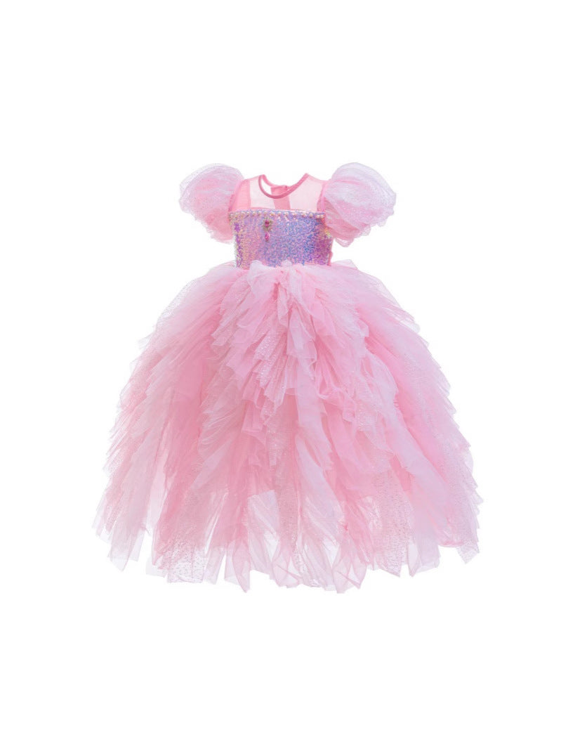 Children's Frozen Birthday Summer Western Style Sequined Princess Tulle Children's Dress
