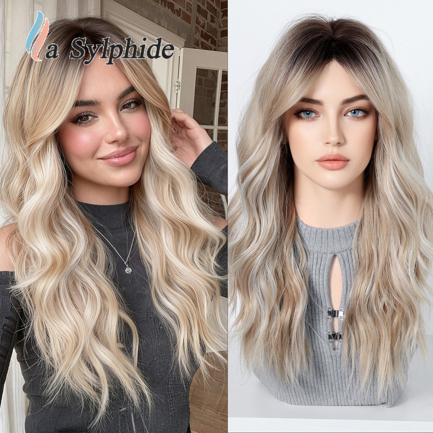Women's Foreign Head Dyed Golden Chemical Fiber Wig Long Curls