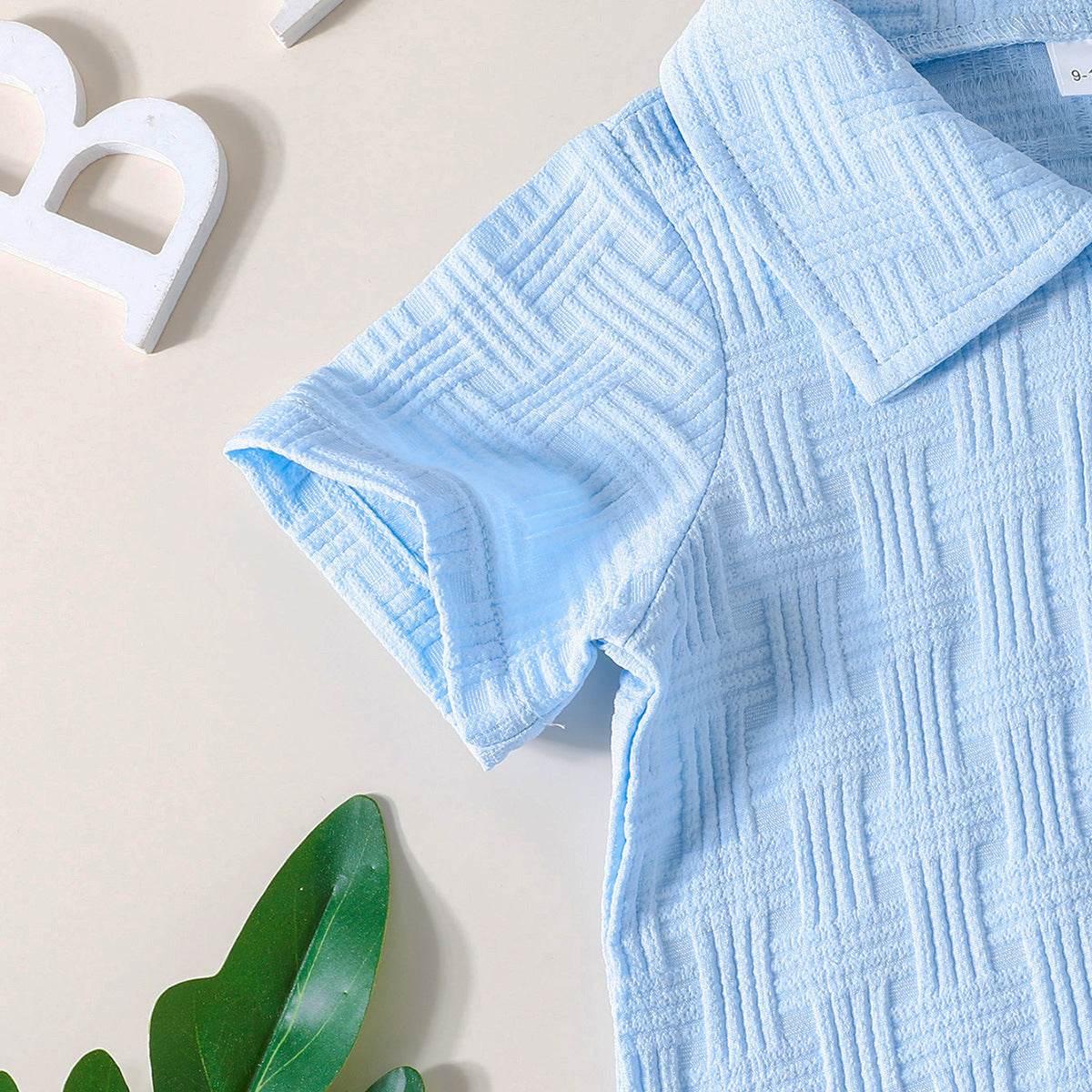 Boy Jacquard Short Sleeve Polo Collar Top Shorts Summer Daily Children's Suit