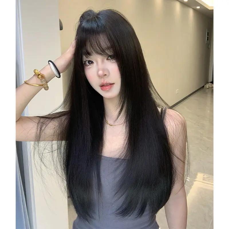 Women's Net Fashion Seamless Invisible Breathable Head Replacement High Skull Top Long Straight Wig