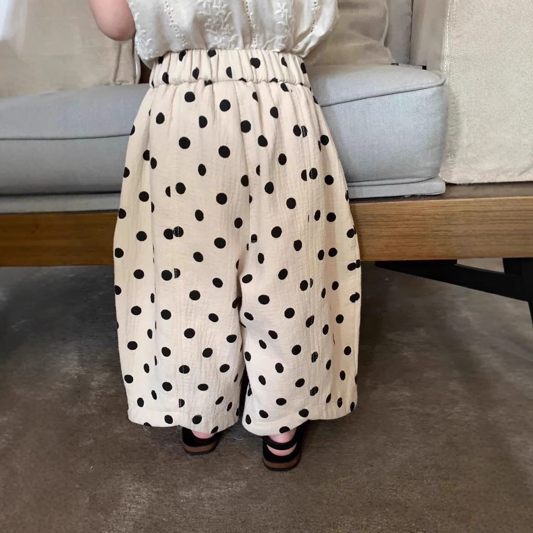 Kindergarten Polka Dot Casual Fashionable Ninth Children's Pants