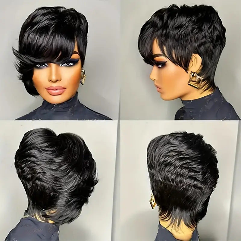 Women's Fashion Synthetic Wigs Black Partial Wig Short Curly Hair