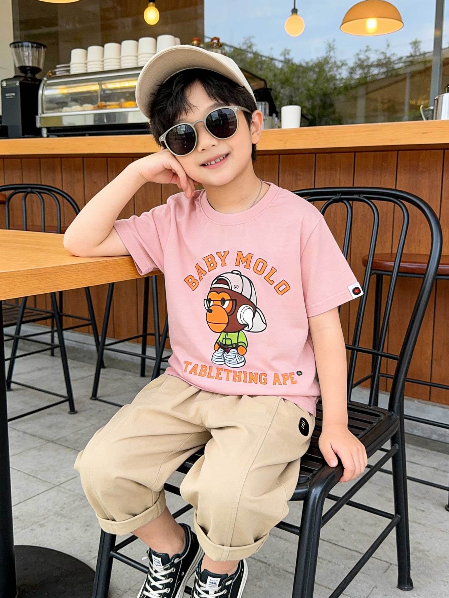 Children's Cartoon Fashion Letter Printing Versatile Casual Korean Style Loose Short Children's T-shirt