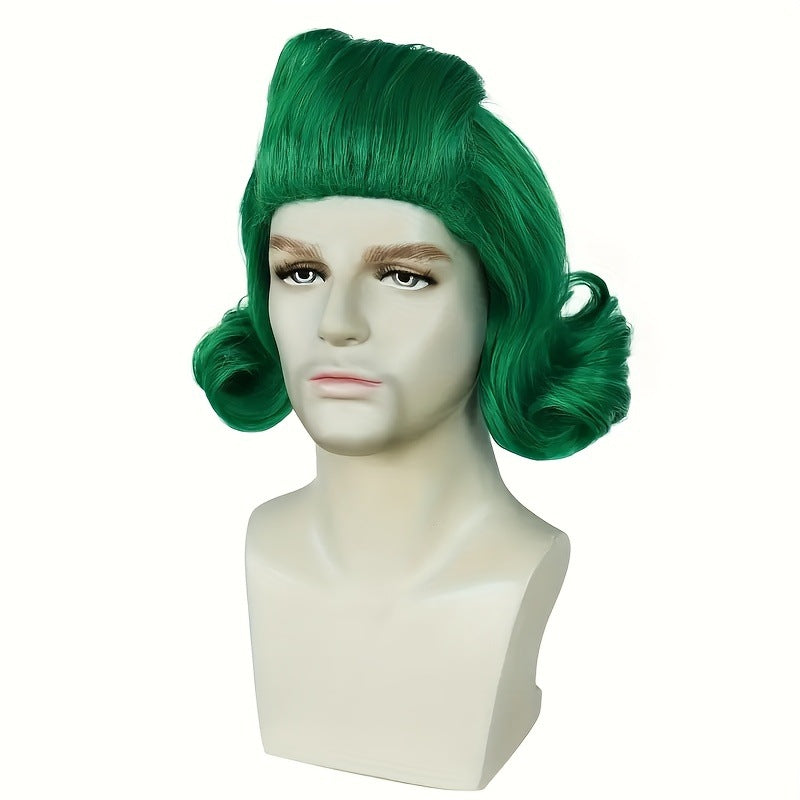 Curly Hair Green Wave Shape Halloween Cos Wig