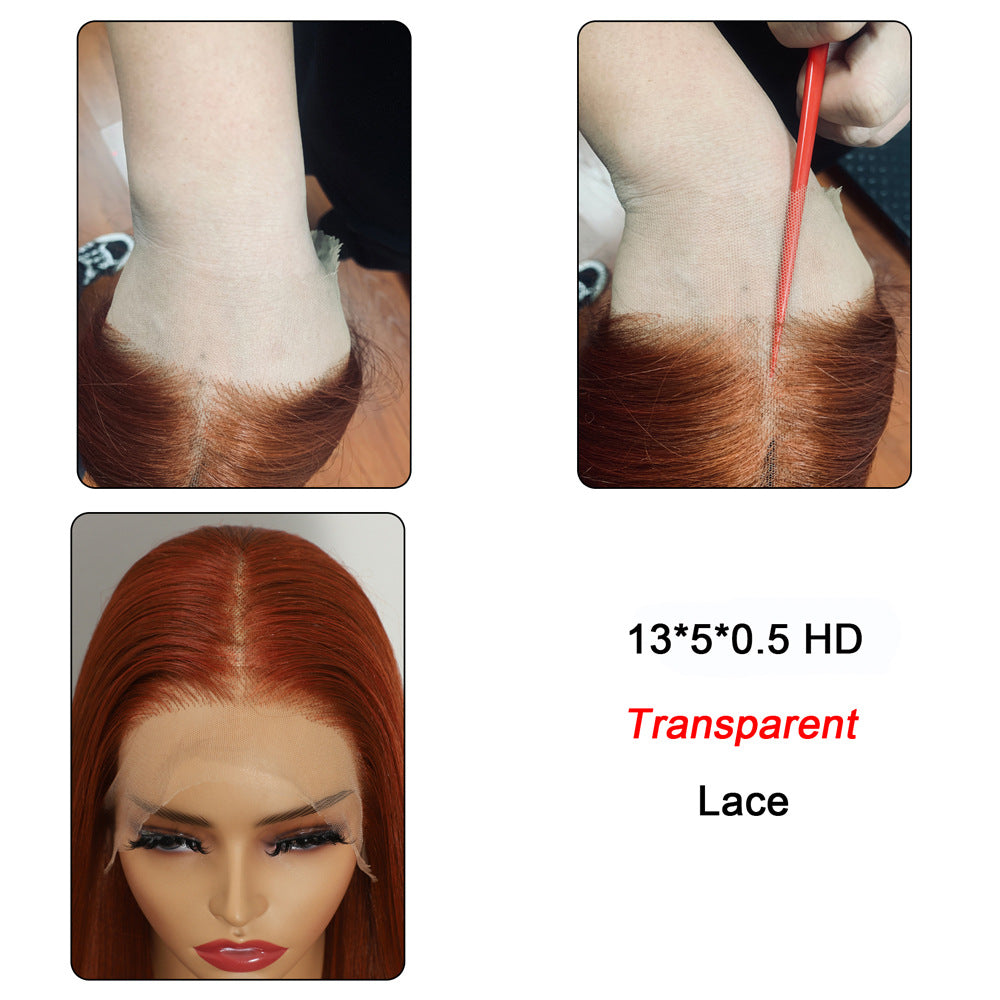 Front Lace Hand-woven Chemical Fiber Hair Hood Hd Long Straight Wig