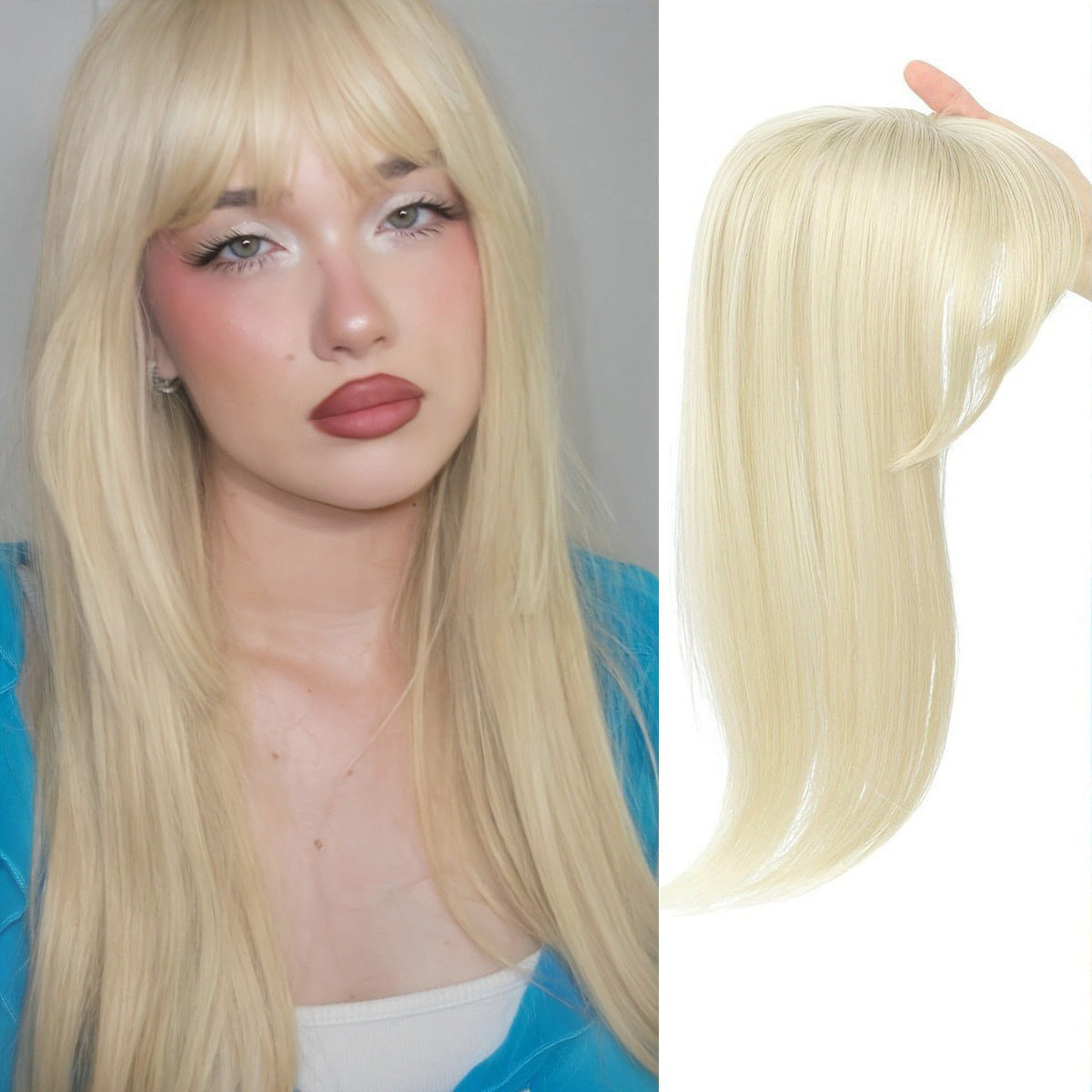 Women's Hairpiece Gradient Color Bangs Chemical Fiber Long Curly Hair Natural Wig