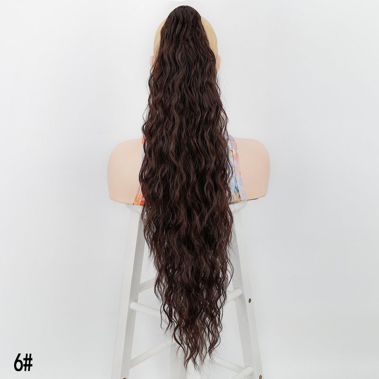 Women's Water Ripple Fluffy Long Curly Hair Chemical Fiber Silk Height Wig Ponytail