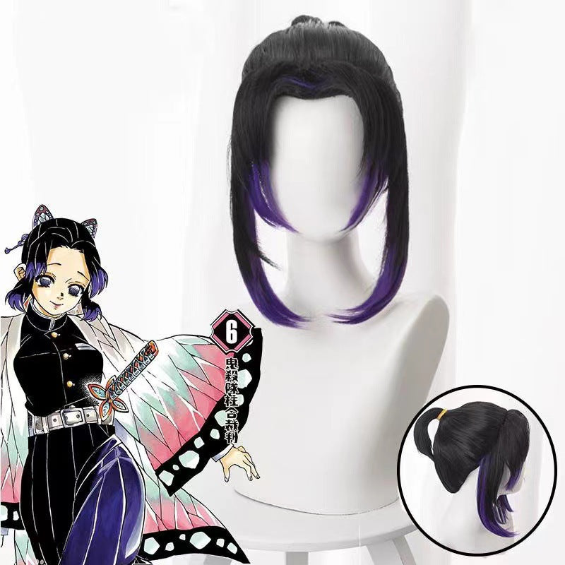 Butterfly Bear Worm Column Anime Black Gradient Cos Wig