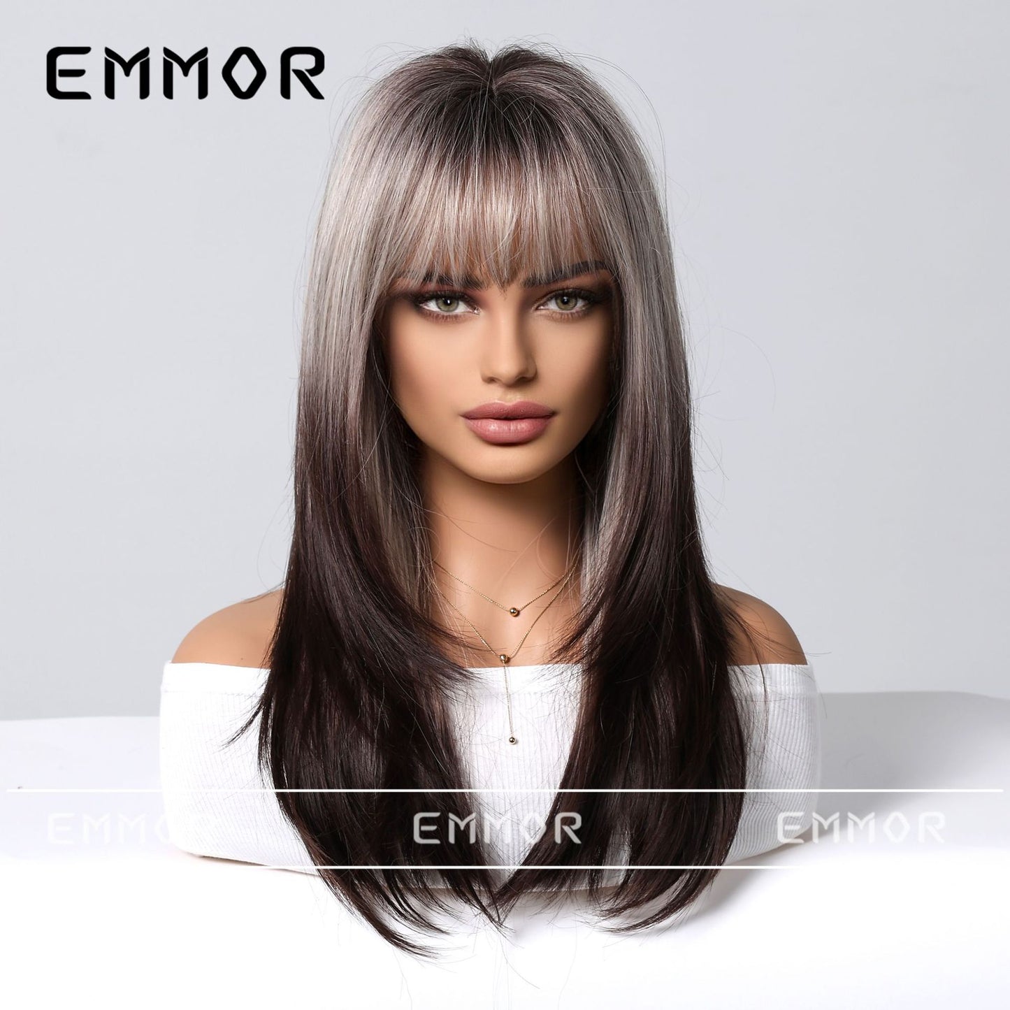 Mid-length Curly Hair Repairing Face Skin Summer Long Straight Wig