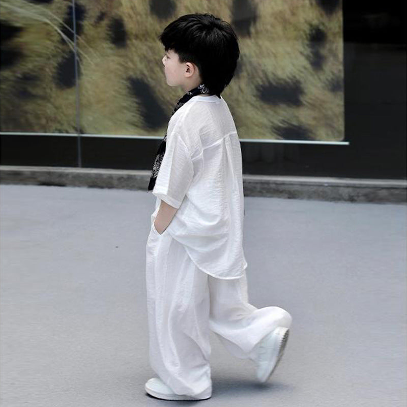Children's Summer Pu Short Sleeve Anti Mosquito Pants Two-piece Boy Thin Children's Suit