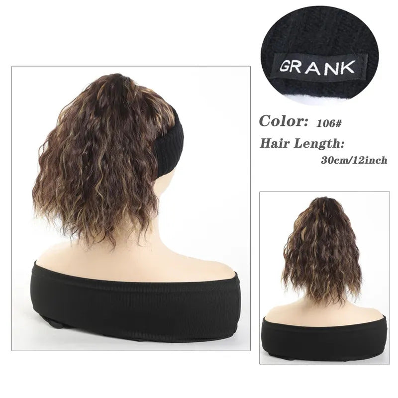 Women's Hat All-in-one Fashion Trendy Corrugated Curly Hair Air Top Wig Ponytail