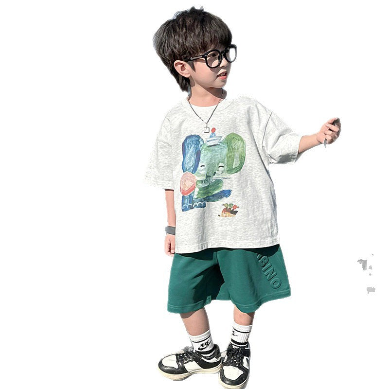 Teens Short Sleeve Summer Loose Printed Cotton Children's T-shirt