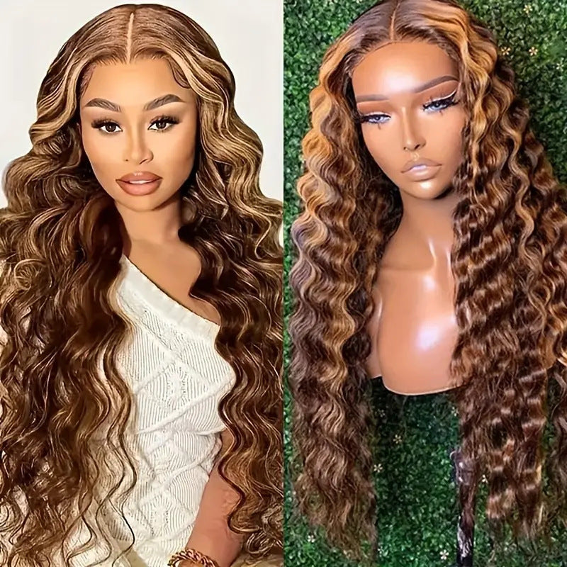 Piano Color Front Lace Big Wave Wig Long Curls