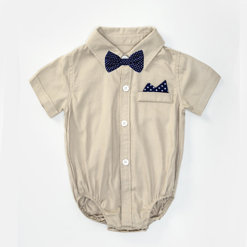 Short-sleeved Bow Tie Romper Born Triangle Jumpsuit Ha Jumpsuit, Climbing Suit