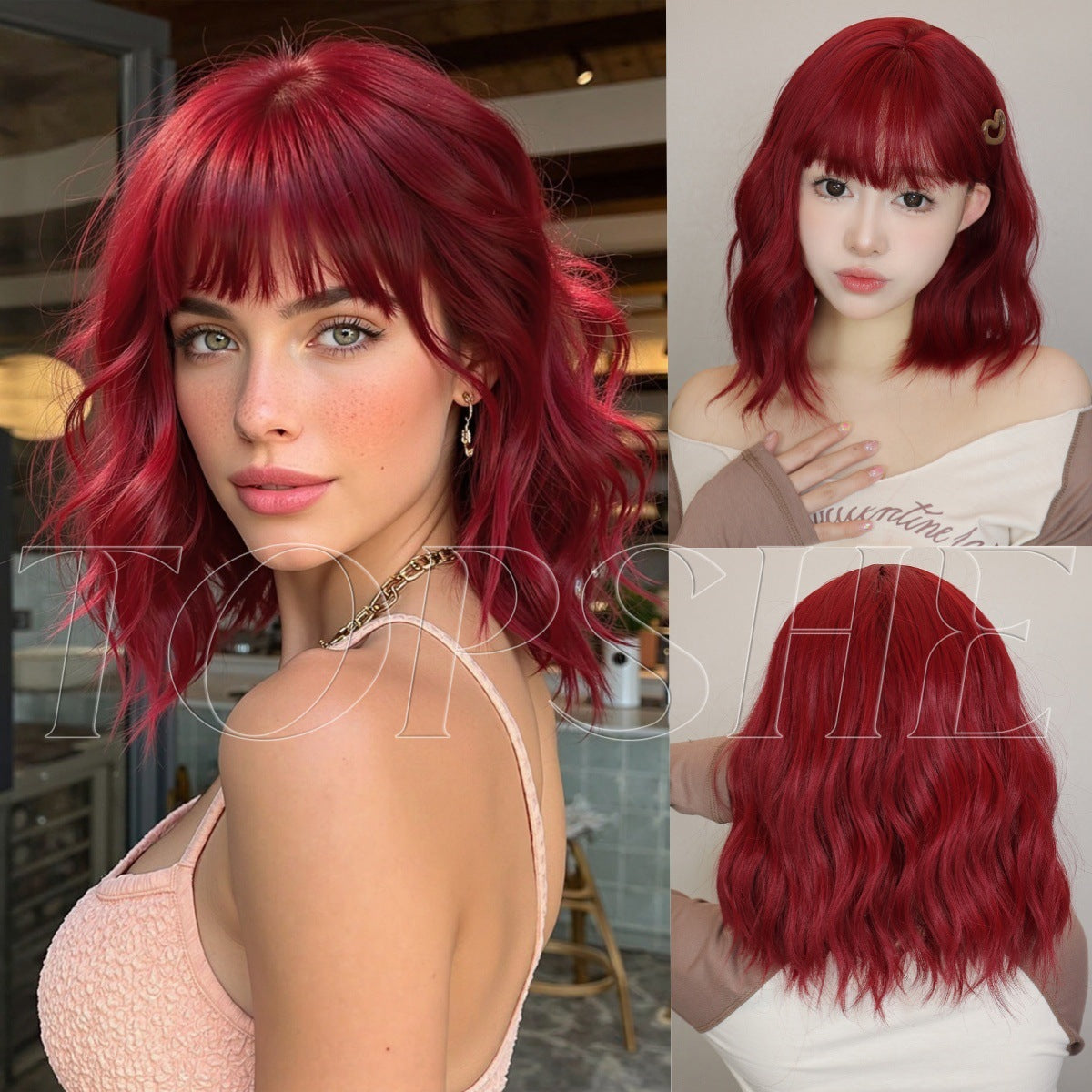 Beautiful Women's Gradually Varied Pink For Wig Short Curly Hair