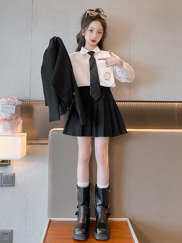 Children's Style Preppy Autumn Clothes Uniform Skirt Primary Children's Suit