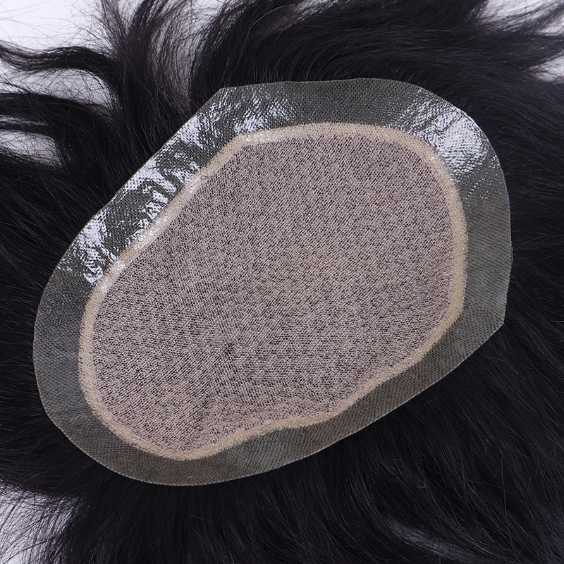 Men's Simulation Scalp Hand-woven Biological Dyeing Edge Real Men's Wig
