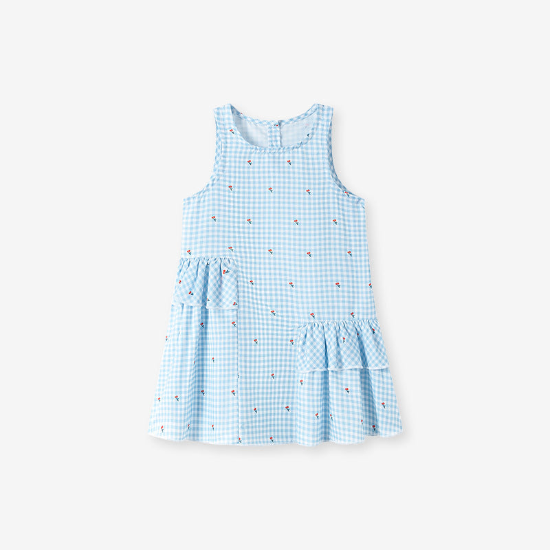Children's Summer Sleeveless Sundress Cute Plaid Shirt Children's Dress