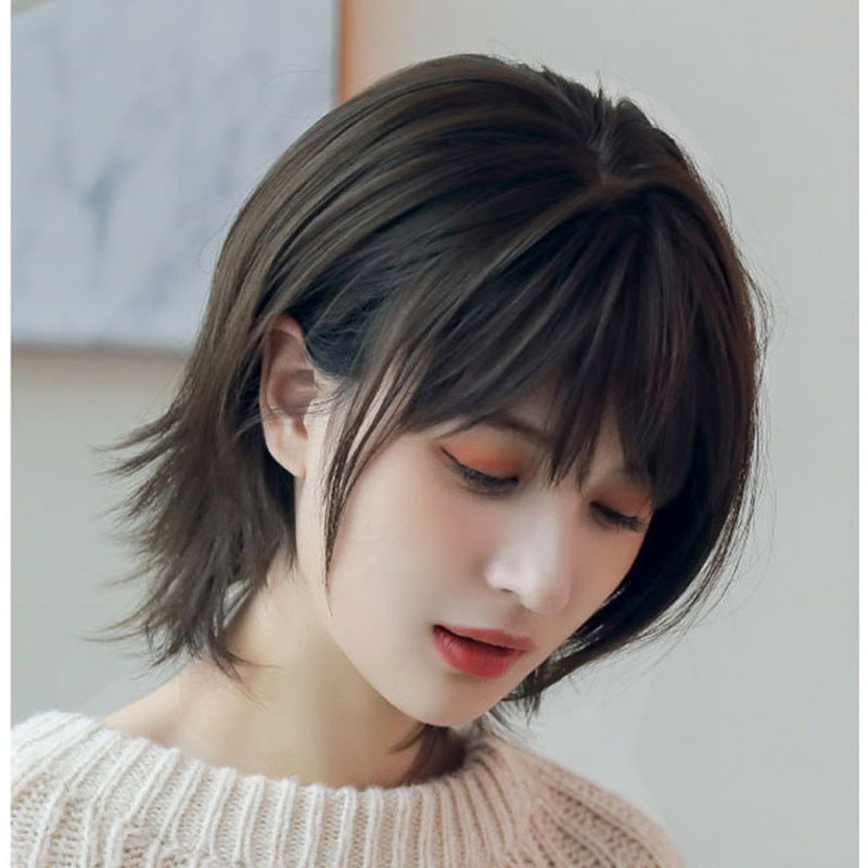 Women's Fashion Handsome Neutral Fiber Head Cover Wig Short Curly Hair